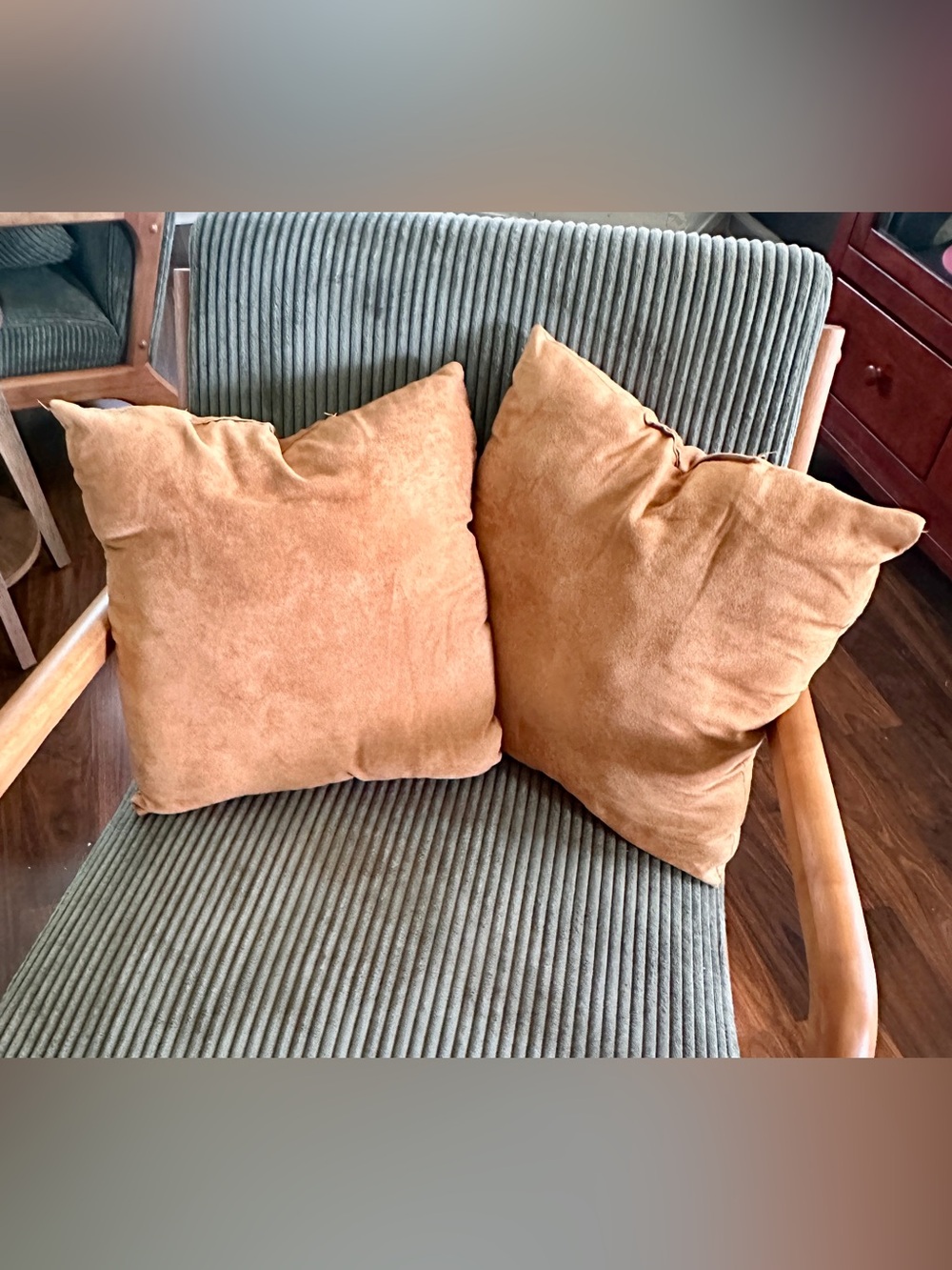 Pair of Microsuede Decorative Throw Pillows (Camel Brown)